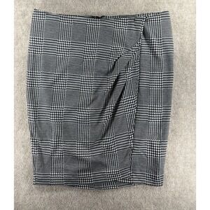 Lane Bryant Glen Plaid Pencil Skirt 18 Black White Stretch Lined Office Wear‎